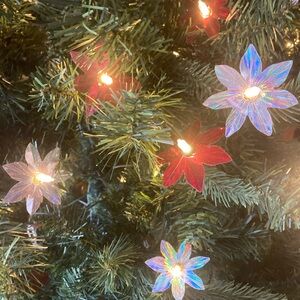 Avon VTG Christmas Star Reversible Red and Silver Reflecting Tree Bulb Covers